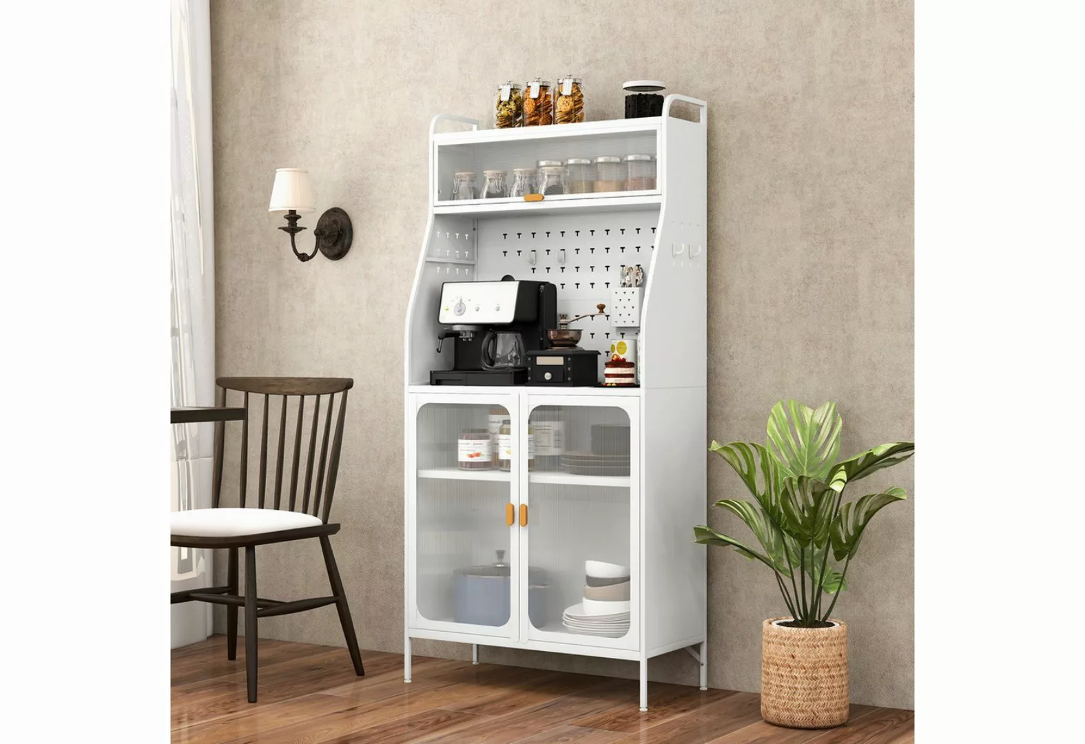 COSTWAY Küchenbuffet Schrank mit Steckbrett, Haken & verstellbarem Regal We günstig online kaufen