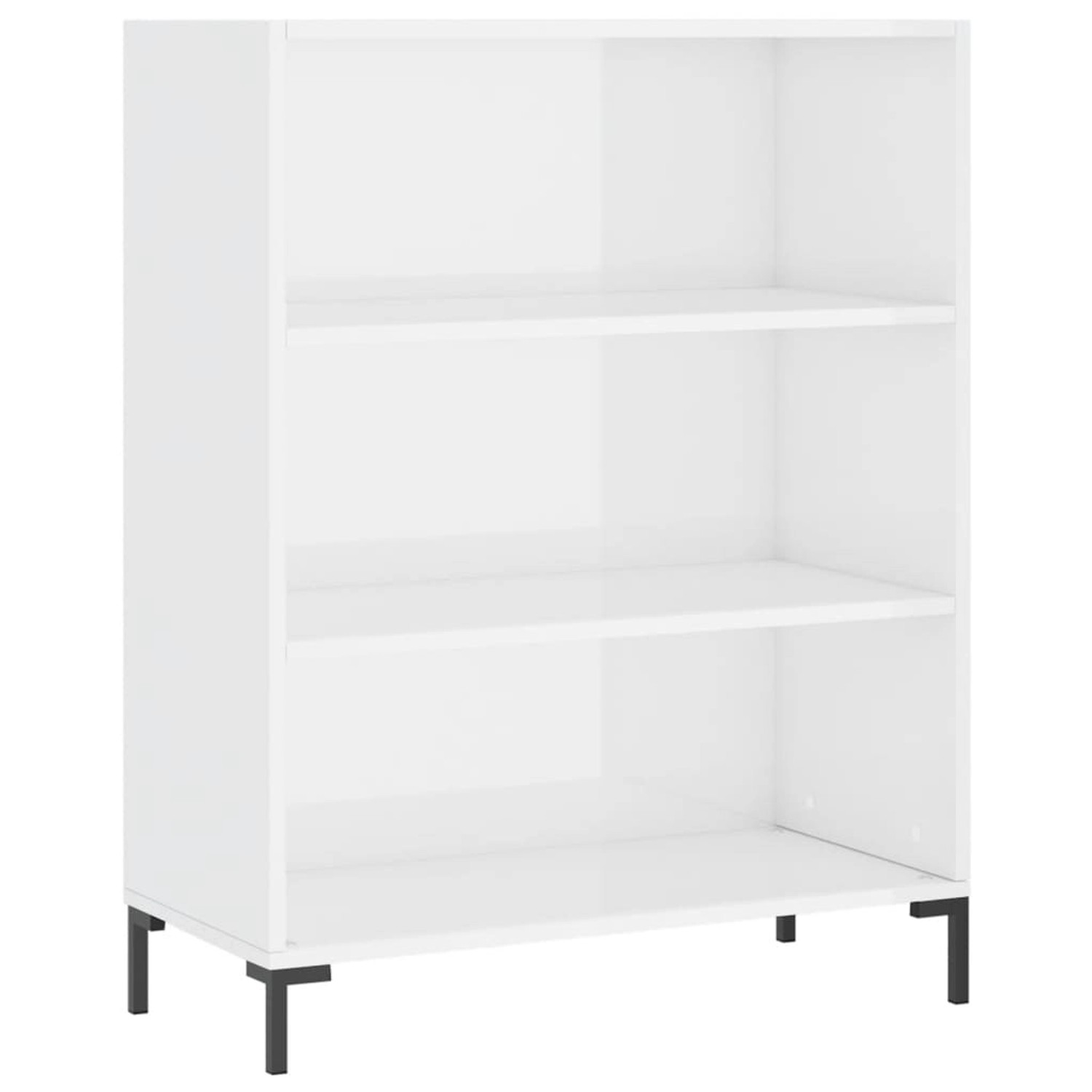 vidaXL Bücherregal Hochglanz-Weiß 69,5x32,5x90 cm Metall Holzwerkstoff günstig online kaufen