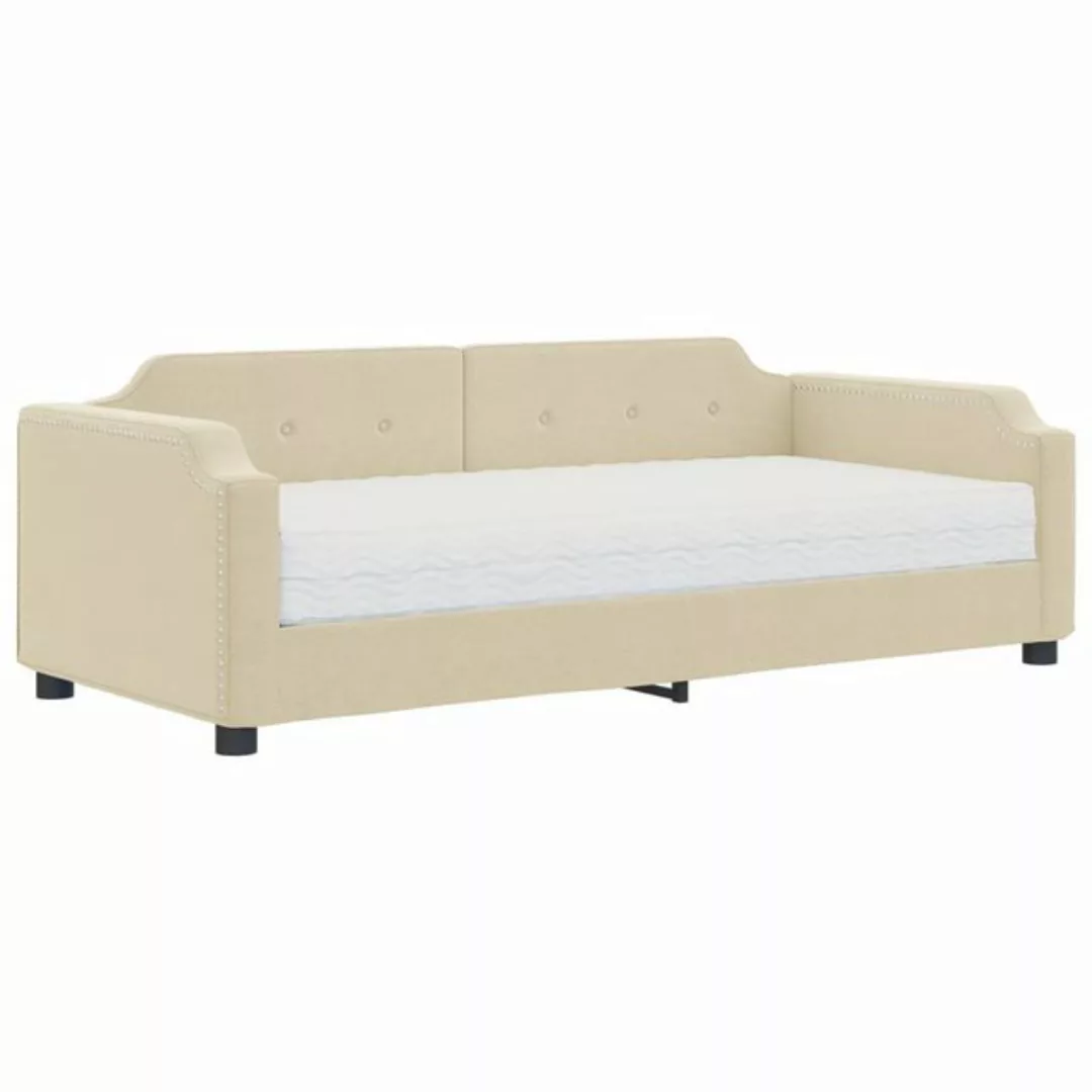 vidaXL Gästebett Gästebett Tagesbett mit Matratze Creme 80x200 cm Stoff Bet günstig online kaufen