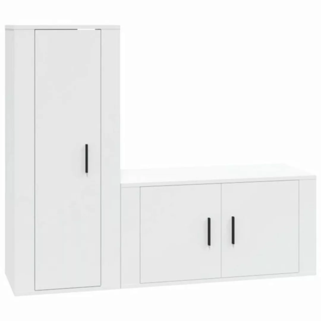 furnicato TV-Schrank 2-tlg. TV-Schrank-Set Weiß Holzwerkstoff günstig online kaufen