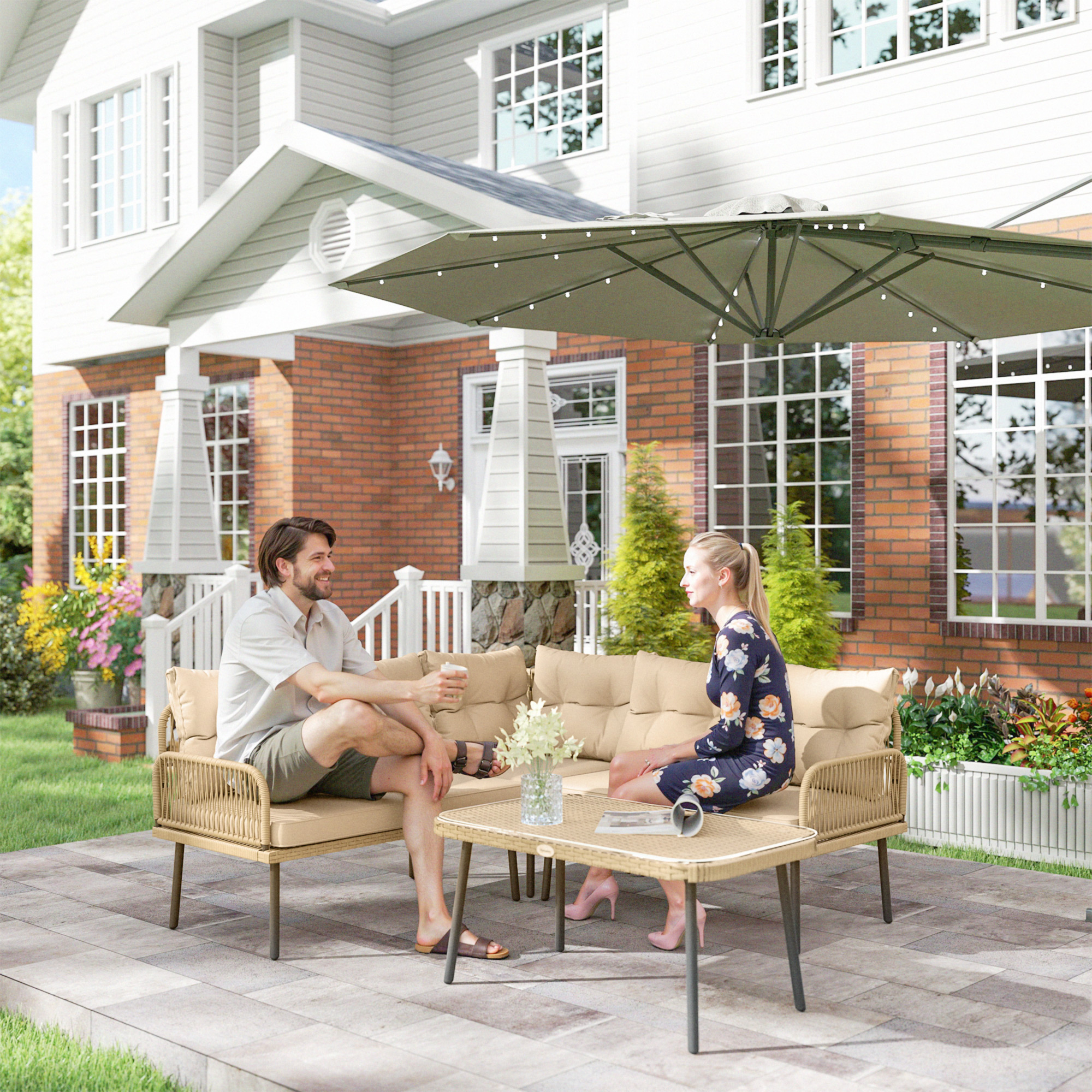 Outsunny Gartenmöbel-Set aus Polyrattan für den Außenbereich für 5 Personen günstig online kaufen