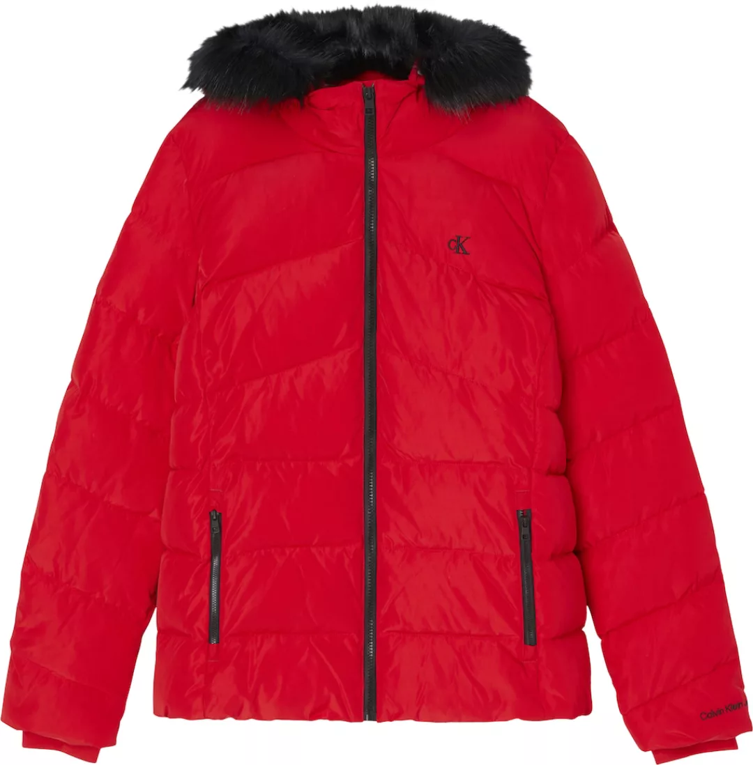 Calvin Klein Jeans Outdoorjacke "FAUX FUR MW FITTED SHORT PUFFER", mit Kapu günstig online kaufen