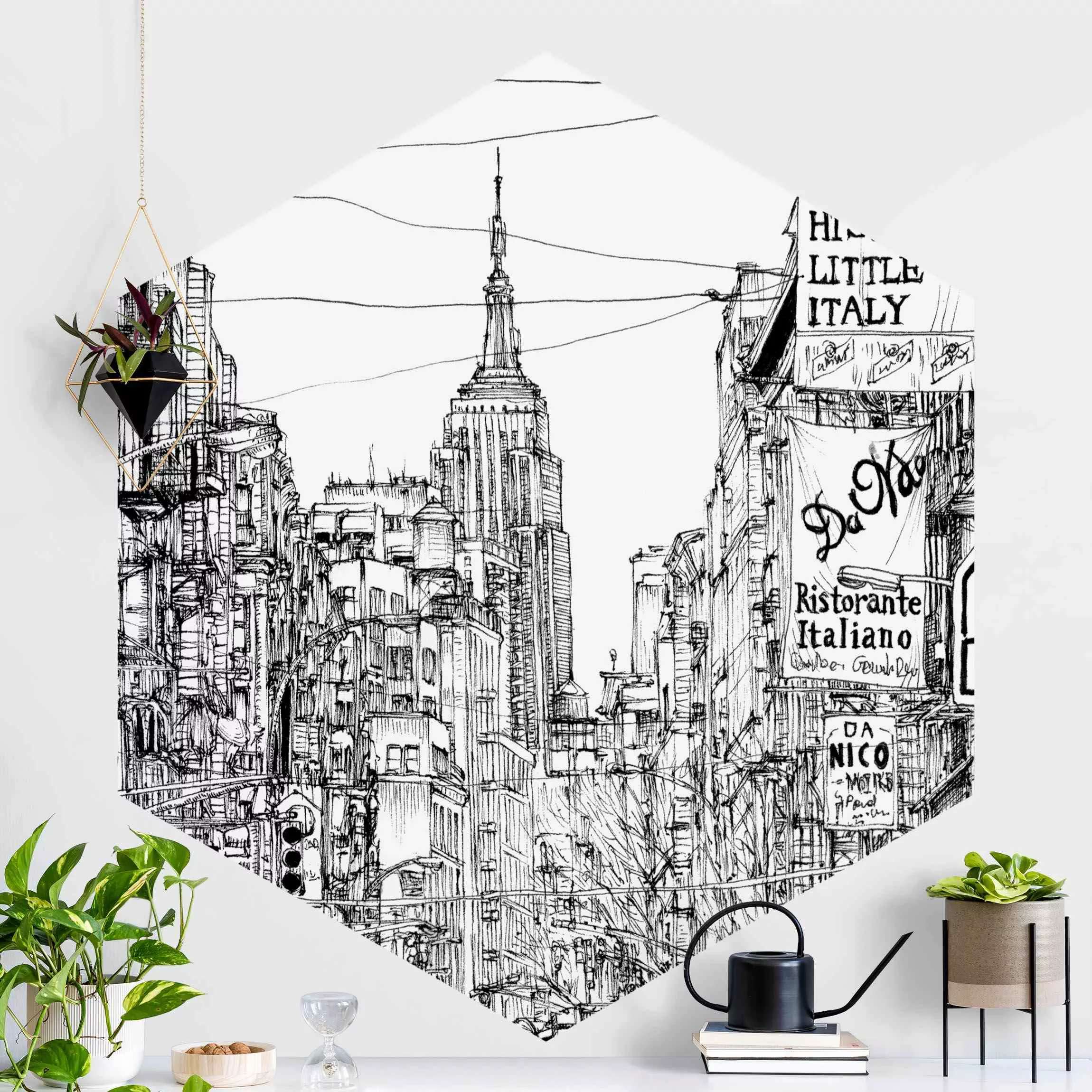 Hexagon Fototapete selbstklebend Stadtstudie - Little Italy günstig online kaufen