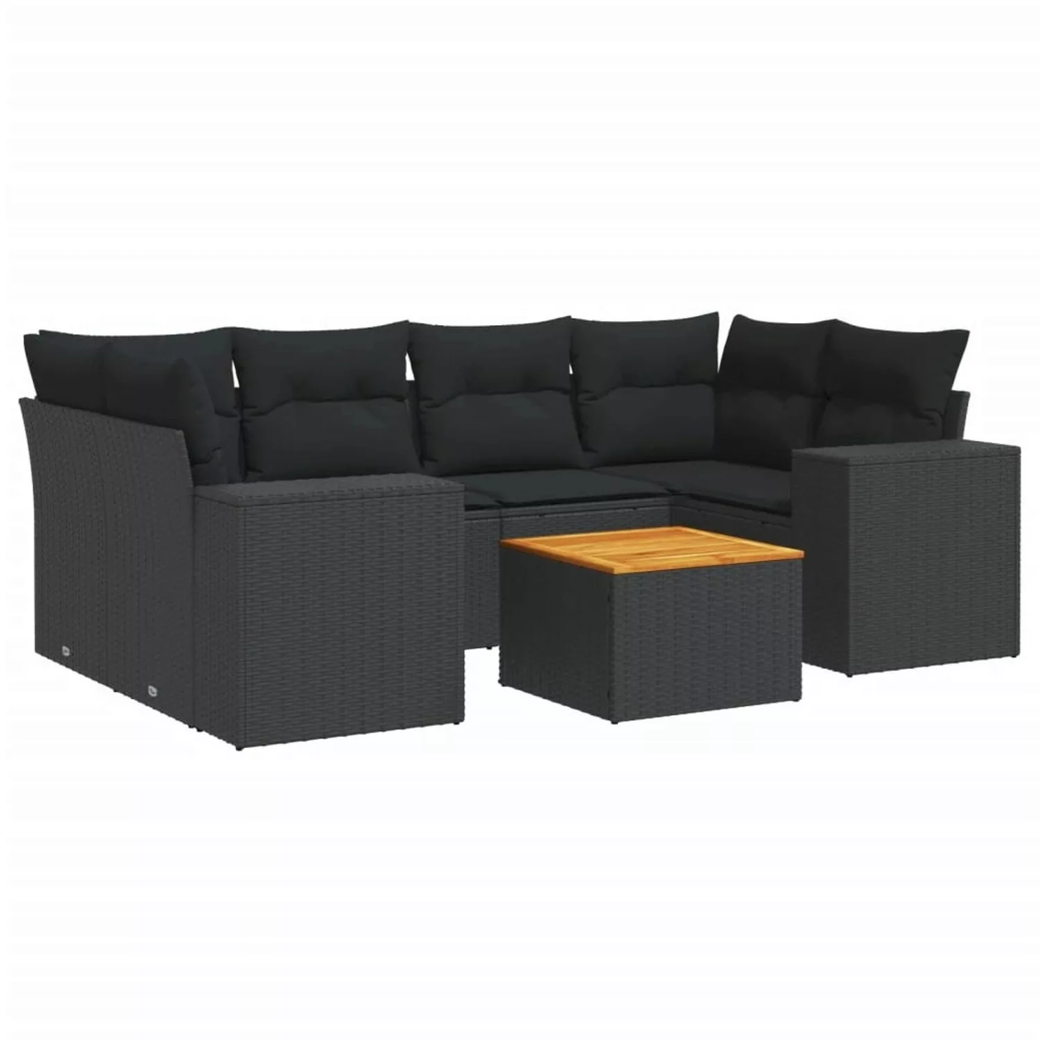 vidaXL 7-tlg Garten-Sofagarnitur mit Kissen Schwarz Poly Rattan Modell 130 günstig online kaufen