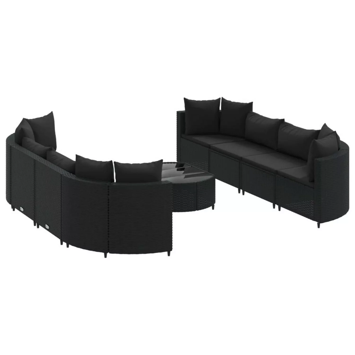 vidaXL 9-tlg Garten-Sofagarnitur mit Kissen Schwarz Poly Rattan Modell 192 günstig online kaufen