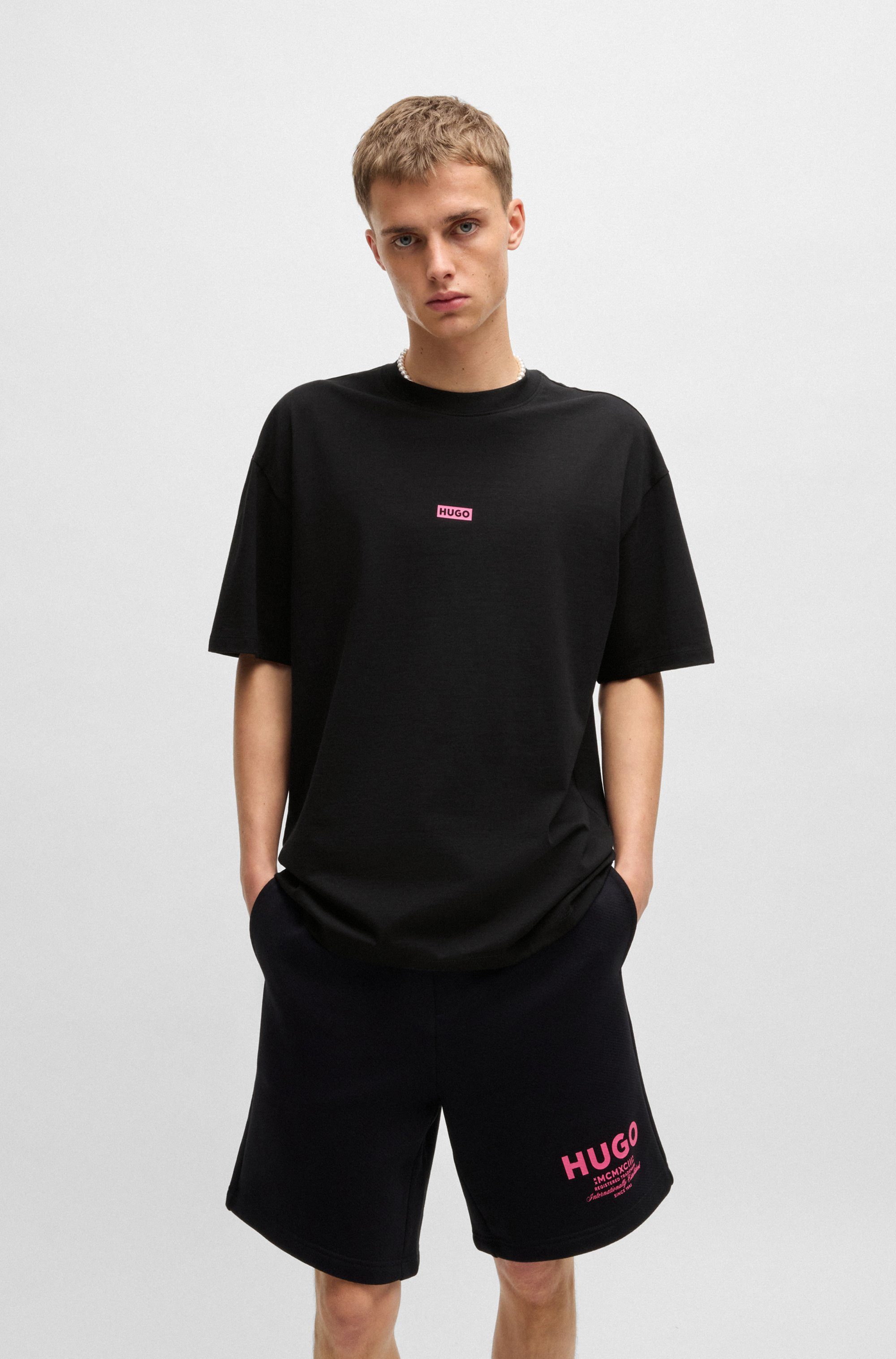 HUGO Blue T-Shirt "Nalono", mit Logodruck, Oversized Look mit Backprint günstig online kaufen
