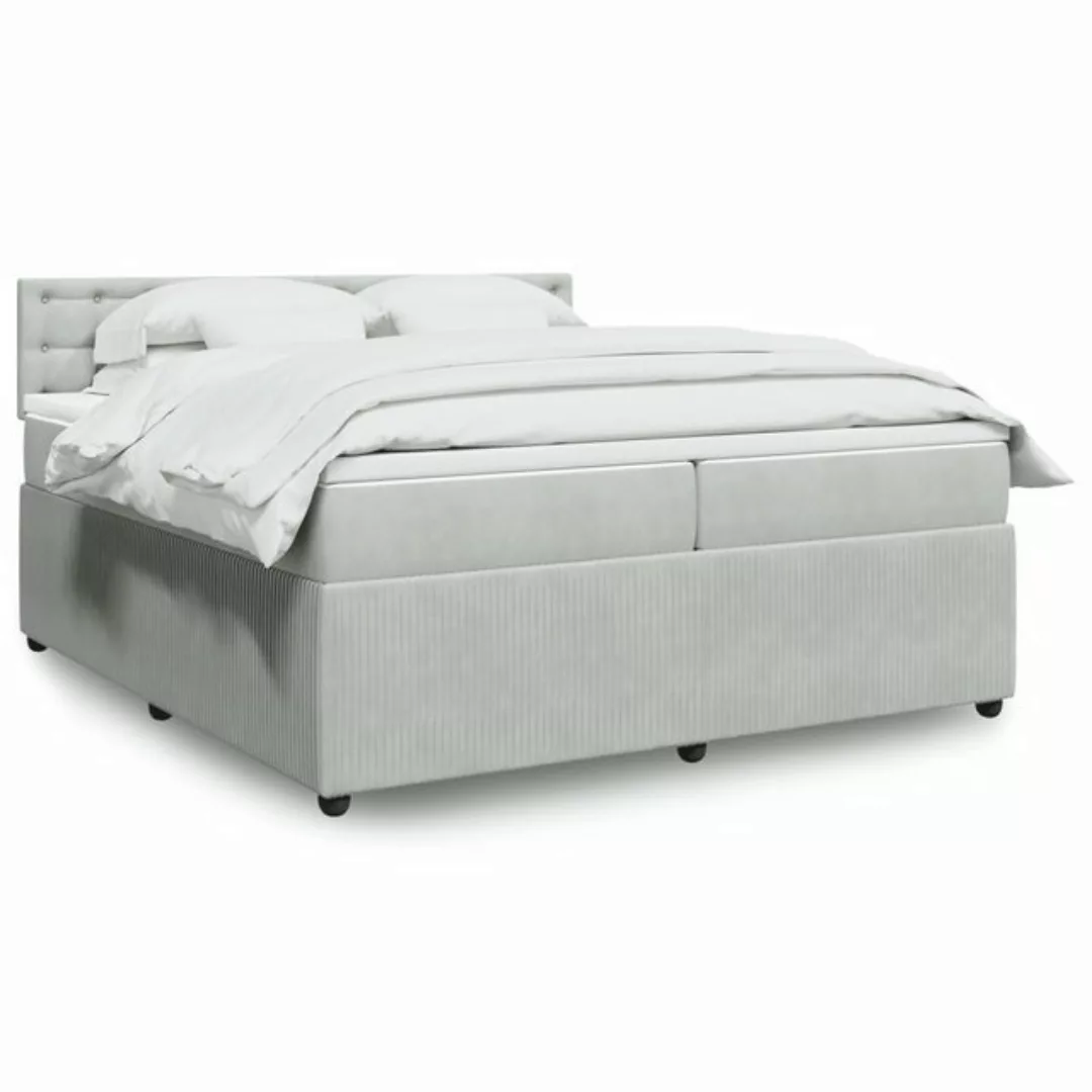 vidaXL Boxspringbett mit Matratze Hellgrau 200x200 cm Samt2108183 günstig online kaufen