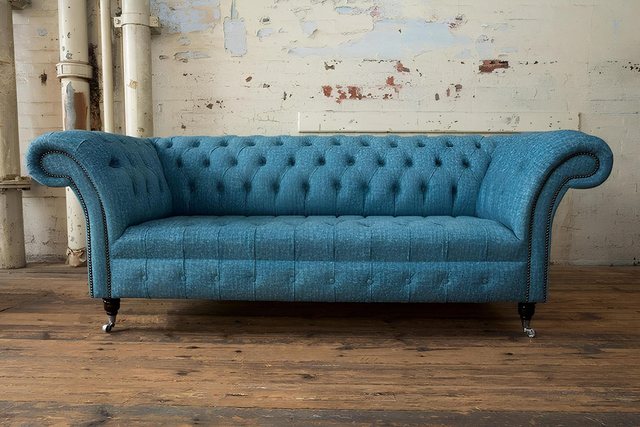 Xlmoebel Sofa 3-Sitzer Chesterfield-Sofa mit Polsterung aus Textil, Hergest günstig online kaufen