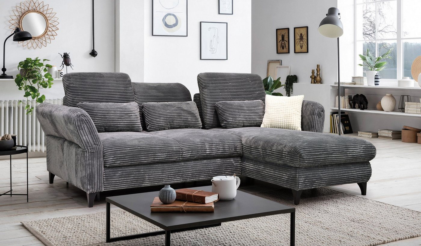 Hygger Möbelhaus Ecksofa Eva Schlafcouch, Sofa Cord L-Form 253 x190 cm, Wah günstig online kaufen