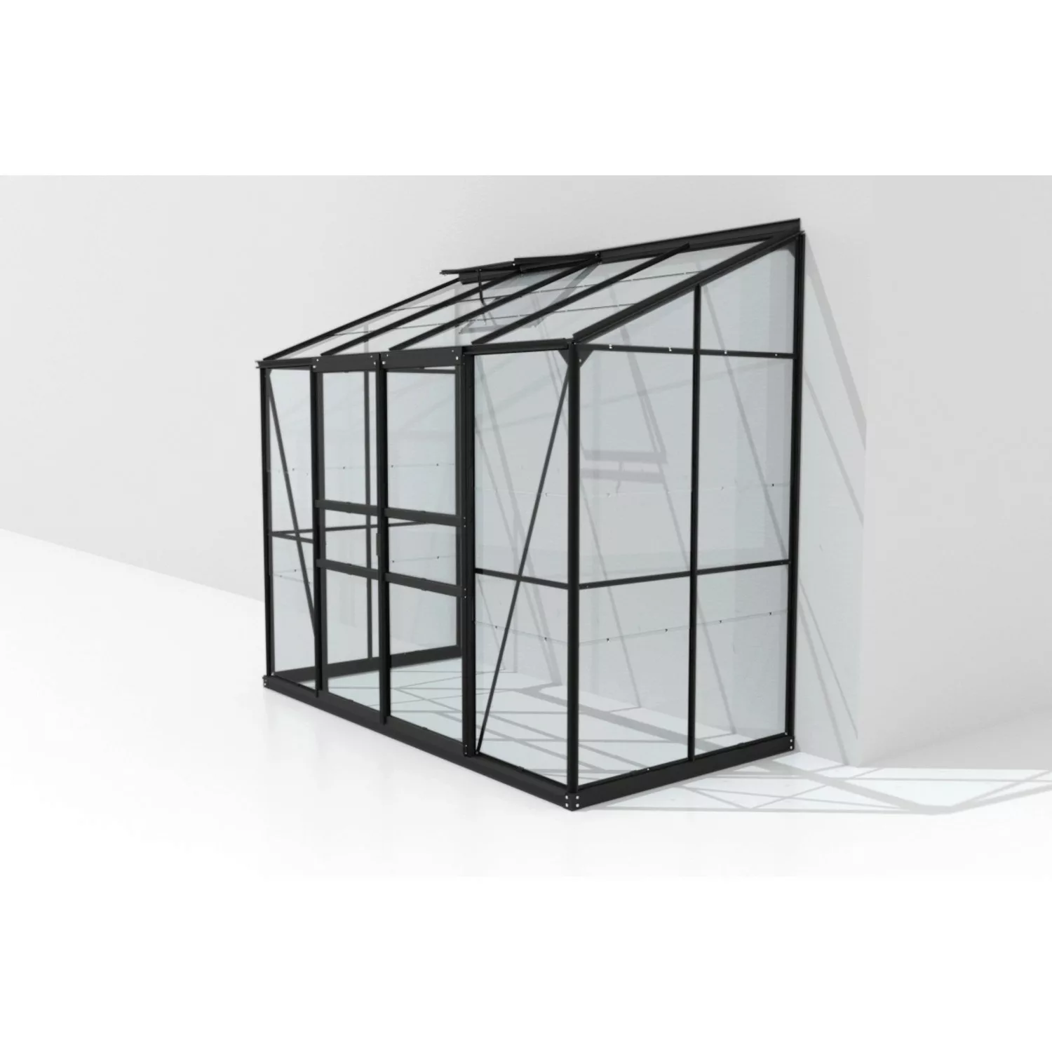 Vitavia Anlehn-Gewächshaus Ida 3300 ESG 3 mm Schwarz 255 x 222 x 131,5 cm günstig online kaufen