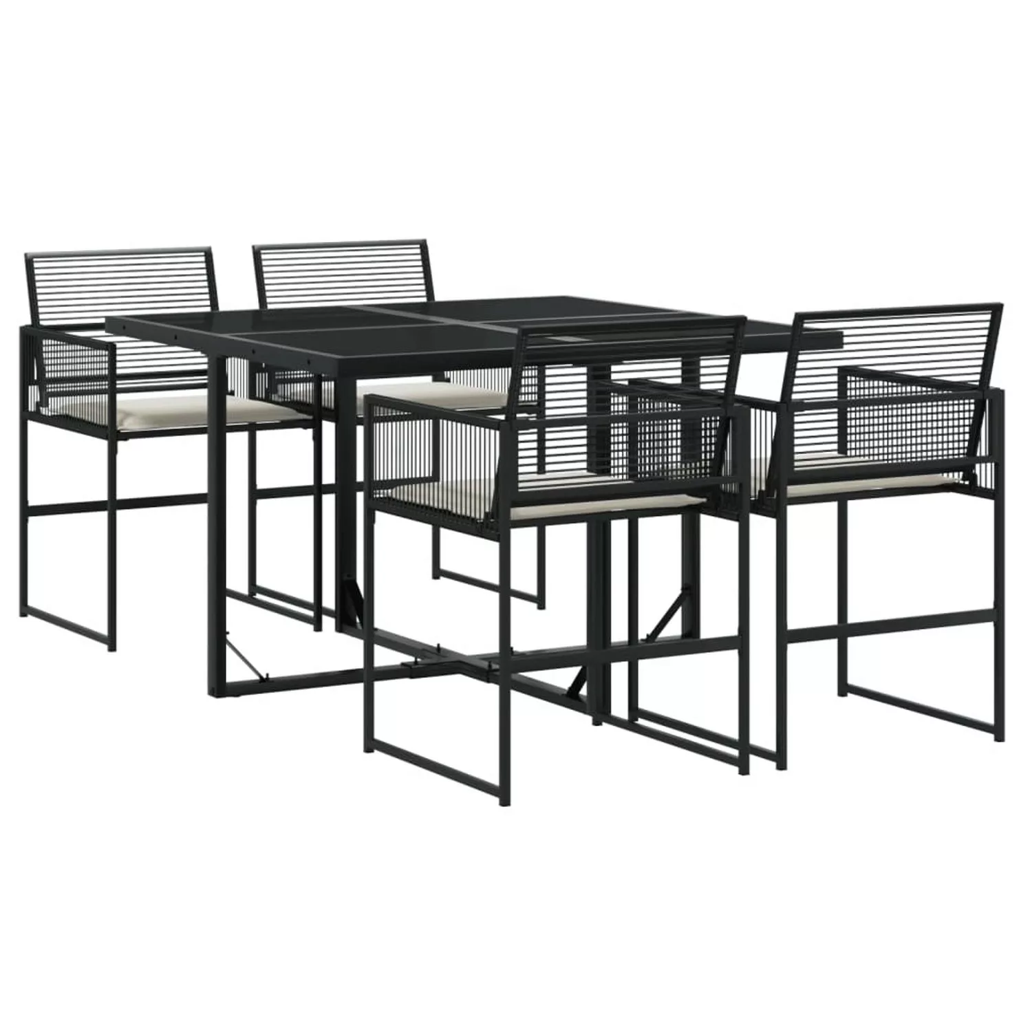 vidaXL 5-tlg Garten-Essgruppe mit Kissen Schwarz Poly Rattan Modell 213 günstig online kaufen