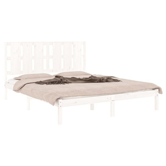 vidaXL Bettgestell Massivholzbett Weiß 150x200 cm 5FT King Size Bett Bettge günstig online kaufen