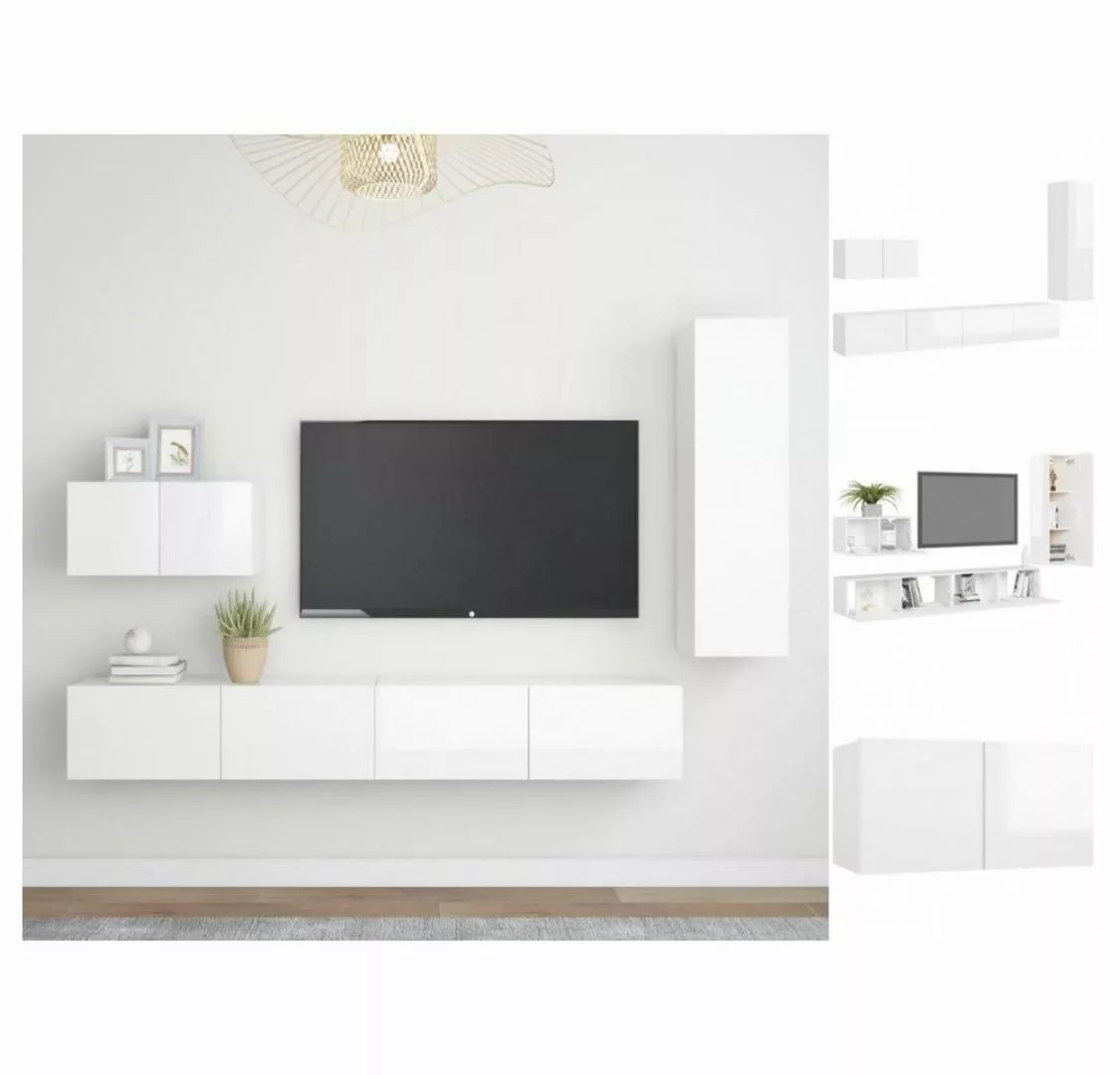 vidaXL TV-Schrank 4-tlg TV-Schrank-Set Hochglanz-Weiß Spanplatte günstig online kaufen