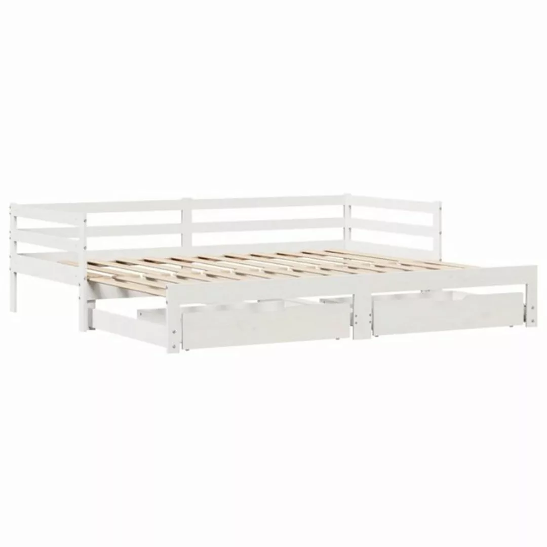 vidaXL Bett Tagesbett Ausziehbar mit Schubladen ohne Matratze Weiß 90x190cm günstig online kaufen