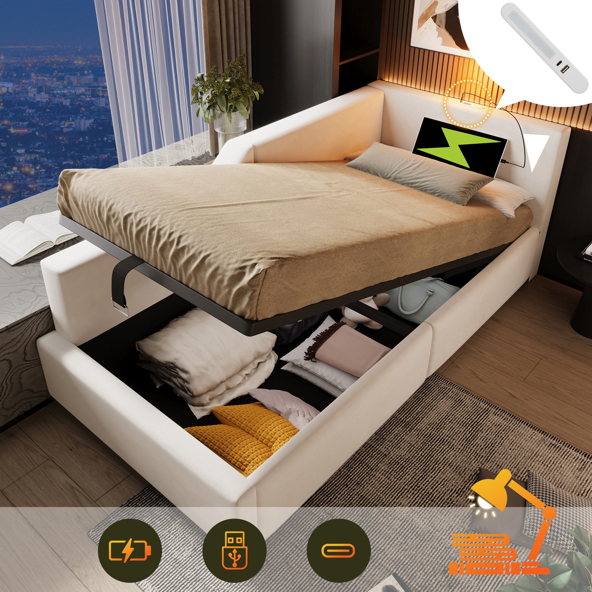 HAUSS SPOLE Schlafsofa 90x190cm mit hydraulischem günstig online kaufen