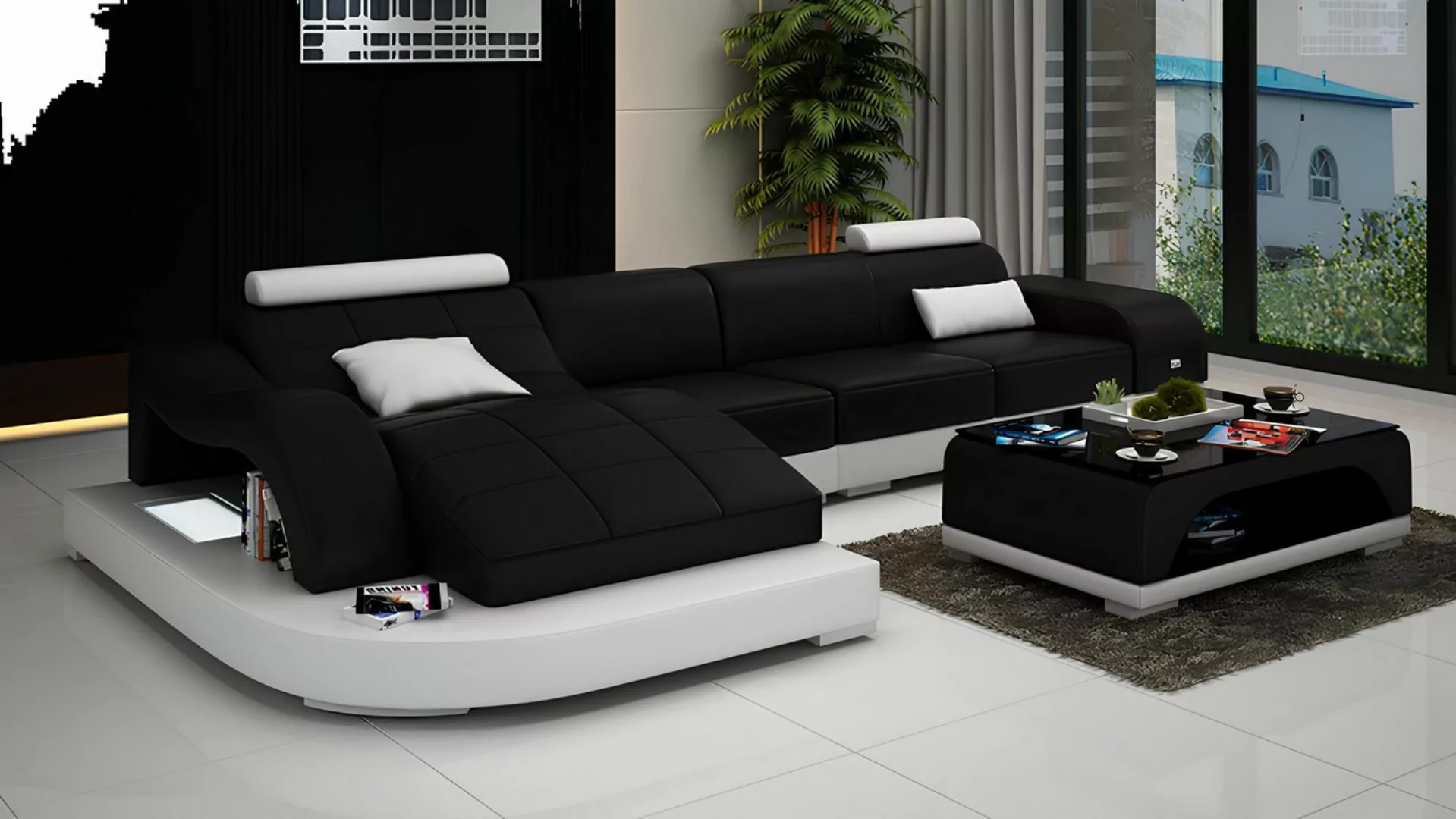 Xlmoebel Ecksofa Neu gestaltetes Ecksofa mit USB-Anschluss und LED-Beleucht günstig online kaufen