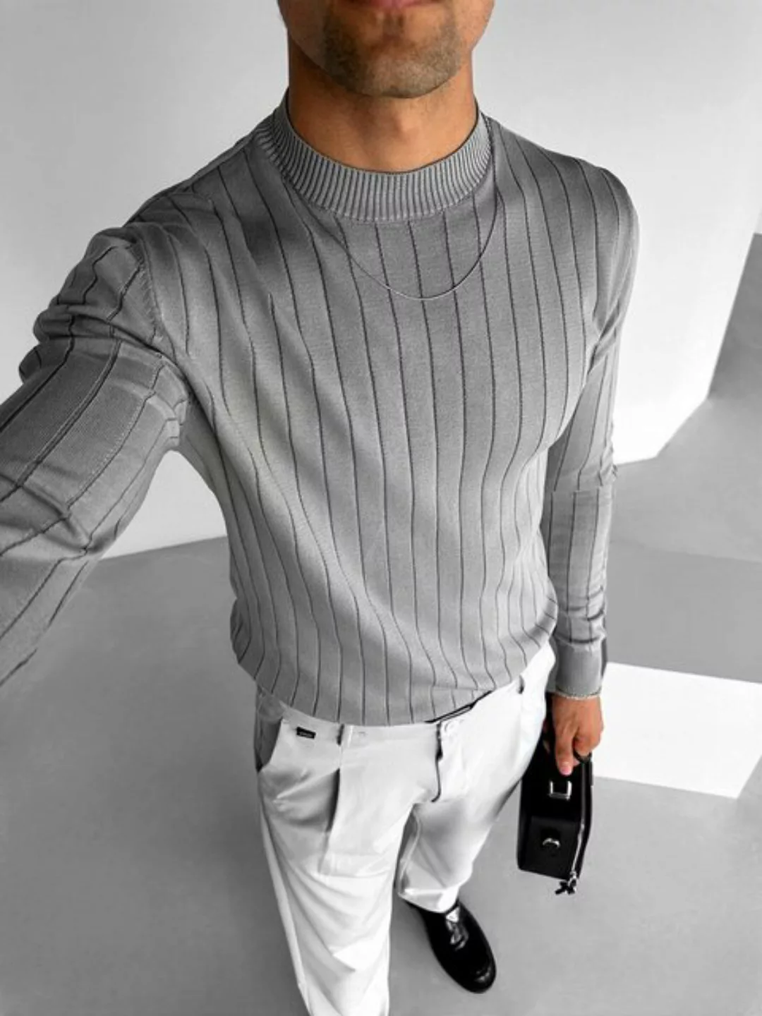 Abluka Strickpullover Slim Fit Rippstrickpullover – Perfekt für einen elega günstig online kaufen