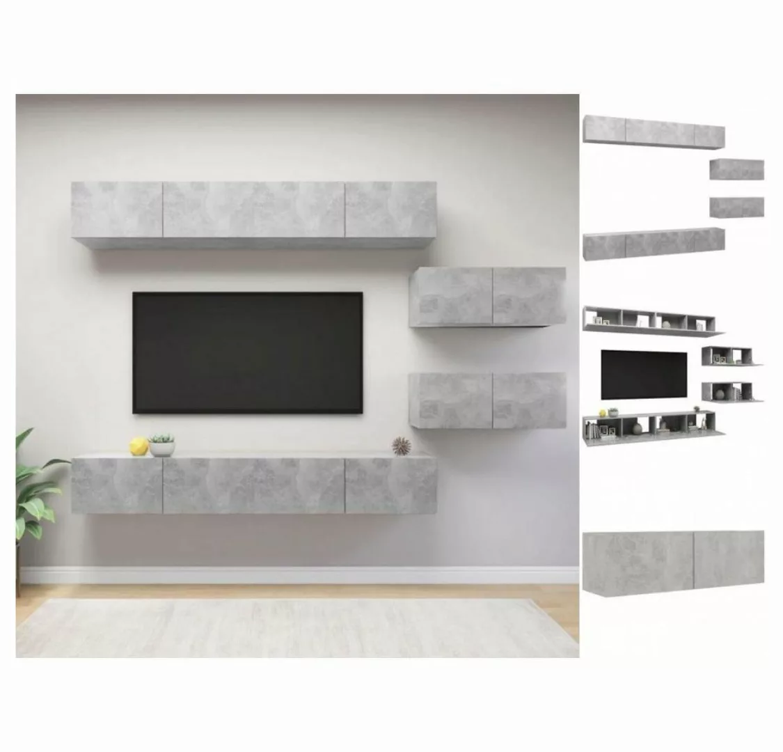 vidaXL Kleiderschrank 6-tlg TV-Schrank-Set Betongrau Spanplatte günstig online kaufen