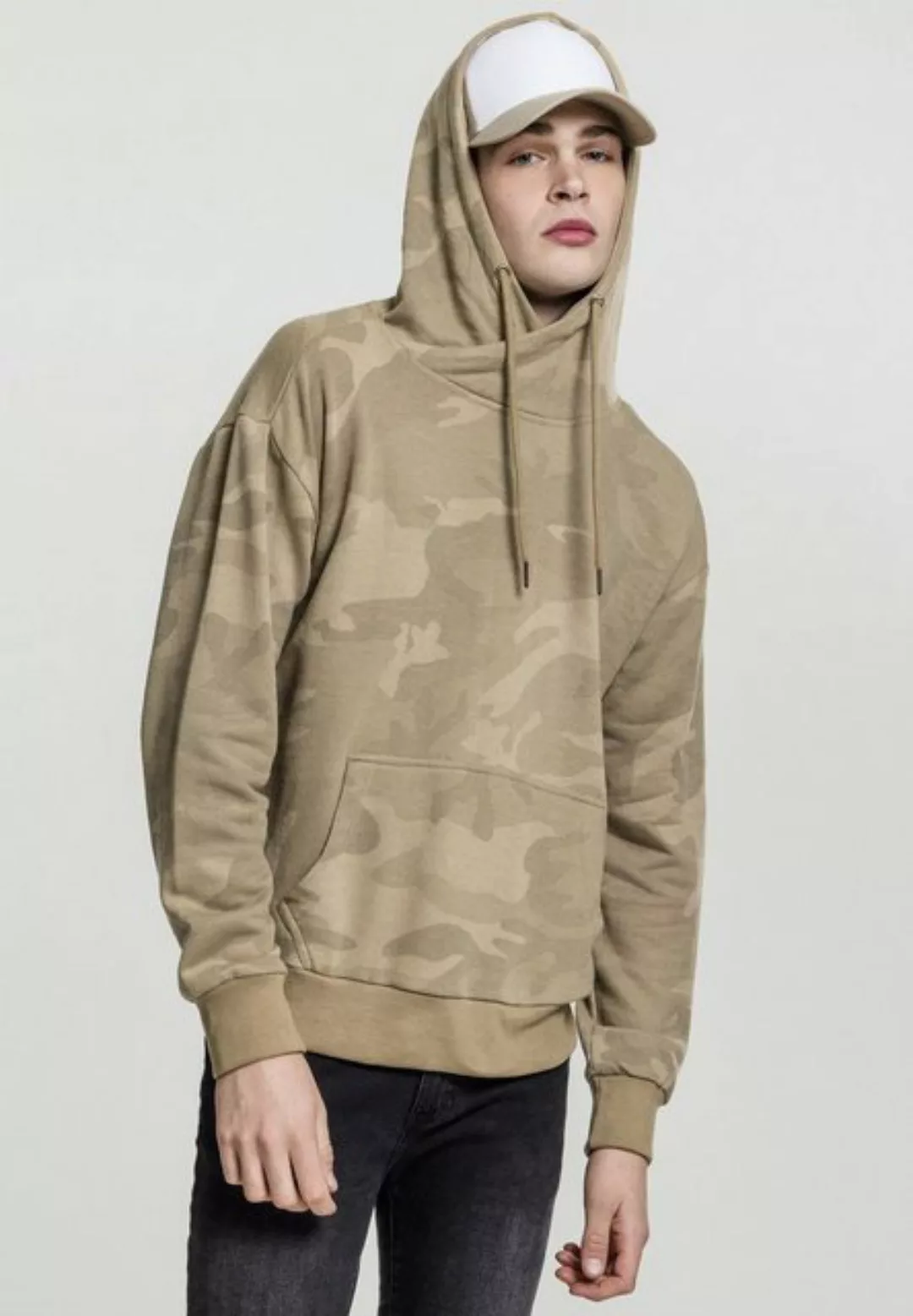 URBAN CLASSICS Kapuzensweatshirt "Urban Classics Herren High Neck Camo Hood günstig online kaufen