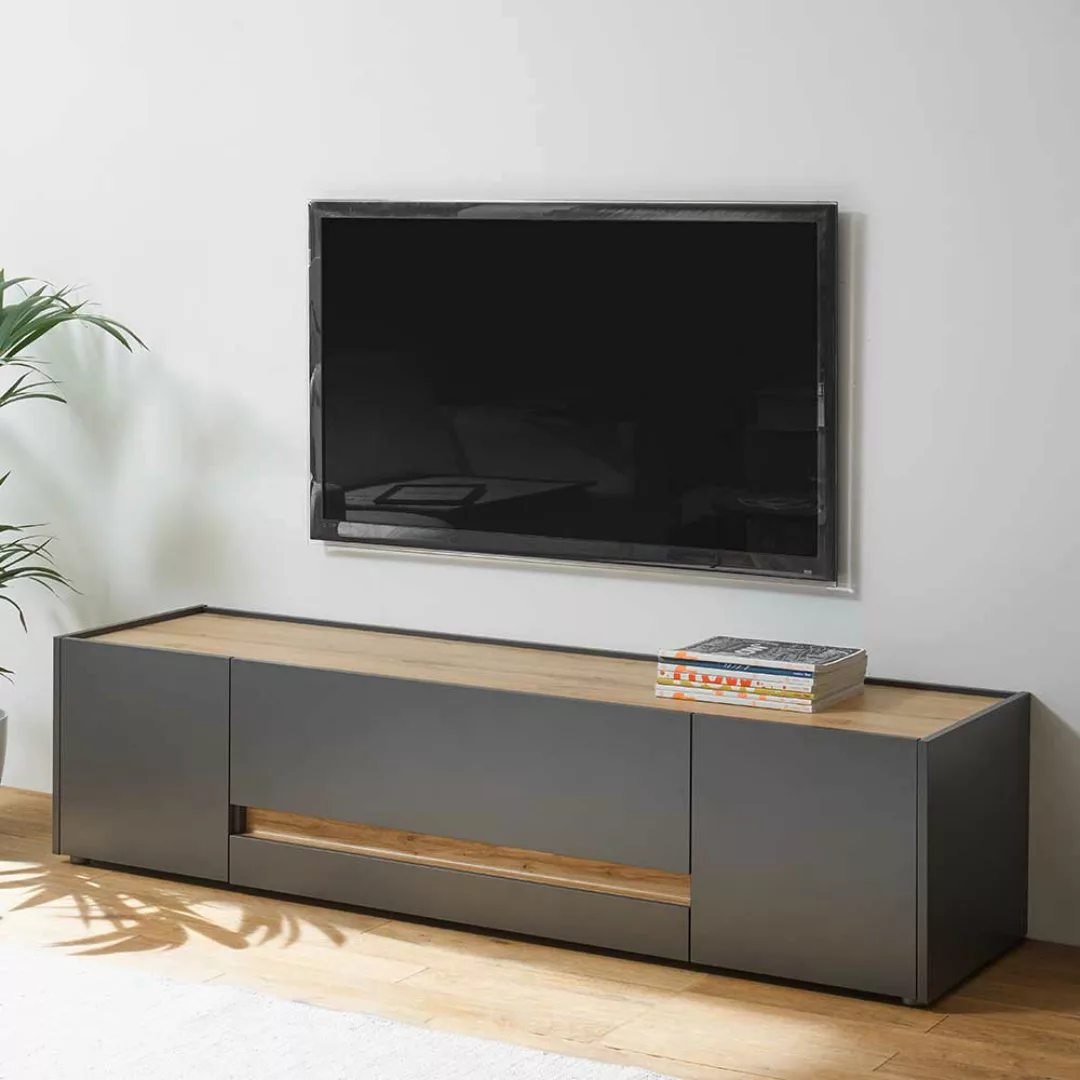 TV Board in Anthrazit und Wildeiche Optik 170 cm breit günstig online kaufen