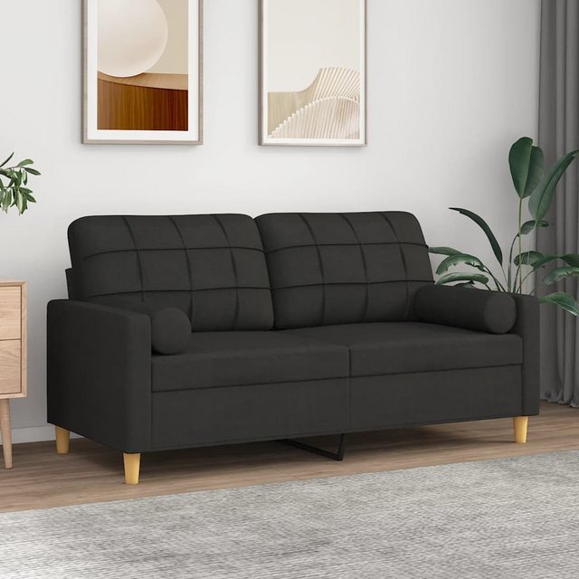 vidaXL Sofa 2-Sitzer-Sofa mit Zierkissen Schwarz 140 cm Stoff günstig online kaufen