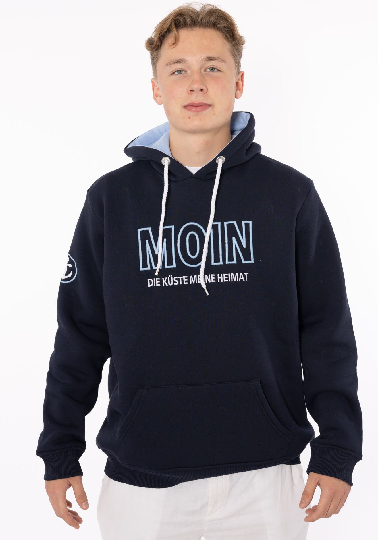 Zwillingsherz Hoodie ""Moin"", mit gesticktem Schriftzug und Ankermotiv am günstig online kaufen