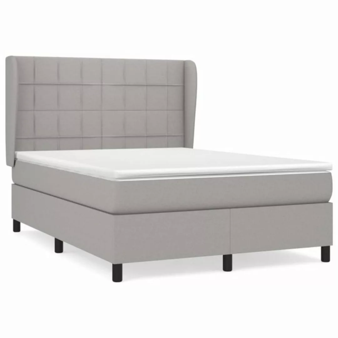 furnicato Bett Boxspringbett mit Matratze Hellgrau 140x200 cm Stoff günstig online kaufen