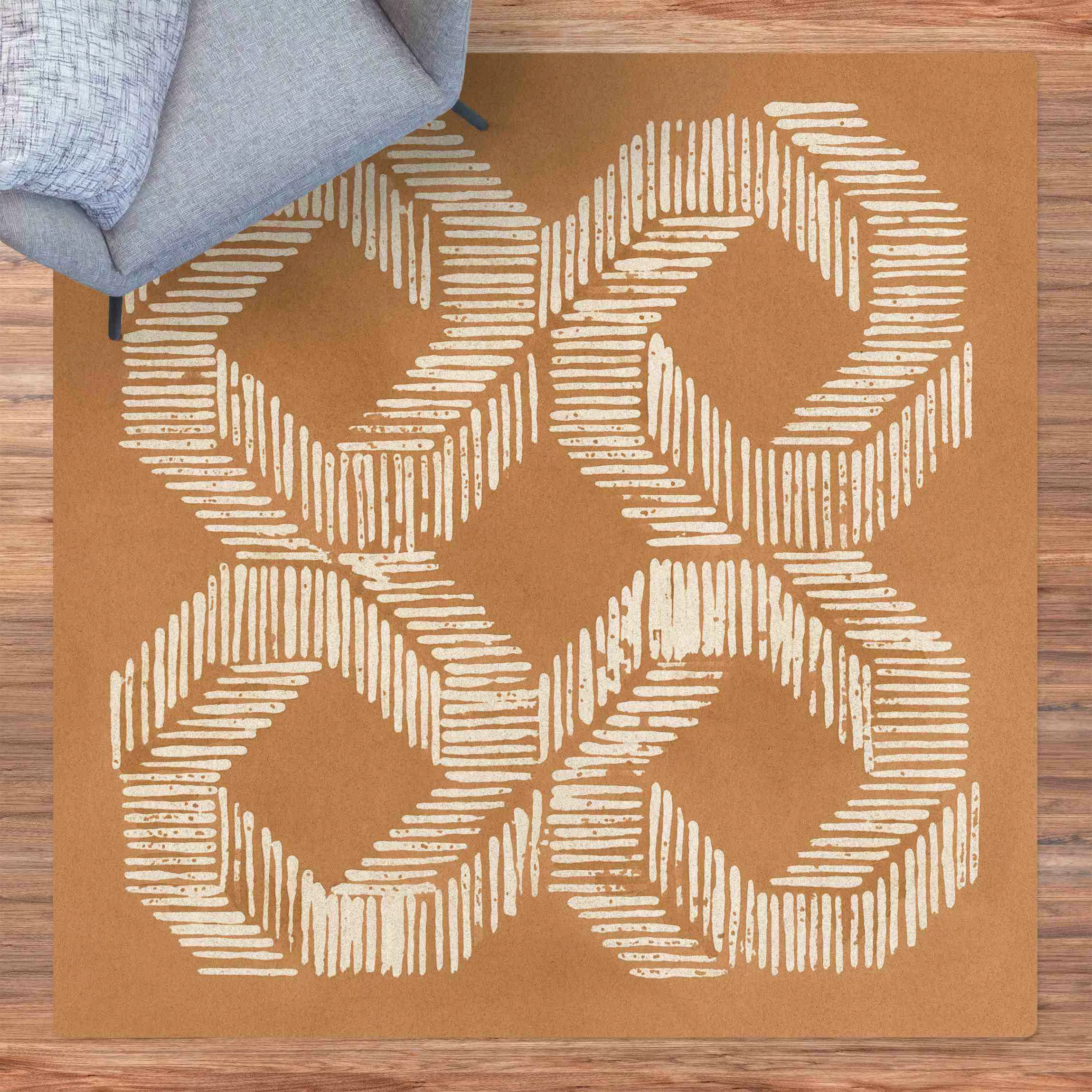 Kork-Teppich Sandfarbene moderne Geometrie II günstig online kaufen