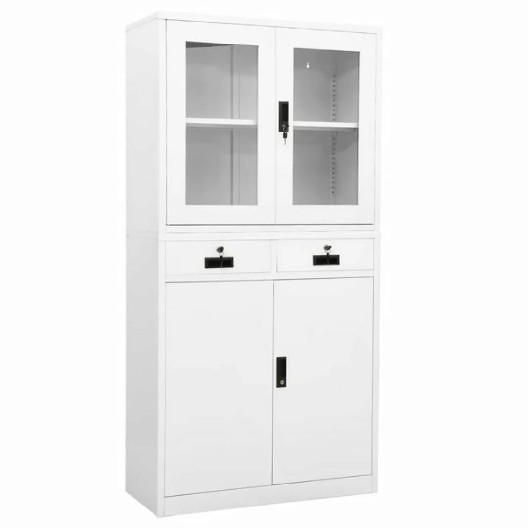 vidaXL Aktenschrank Büroschrank Weiß 90x40x180 cm Stahl und Hartglas günstig online kaufen