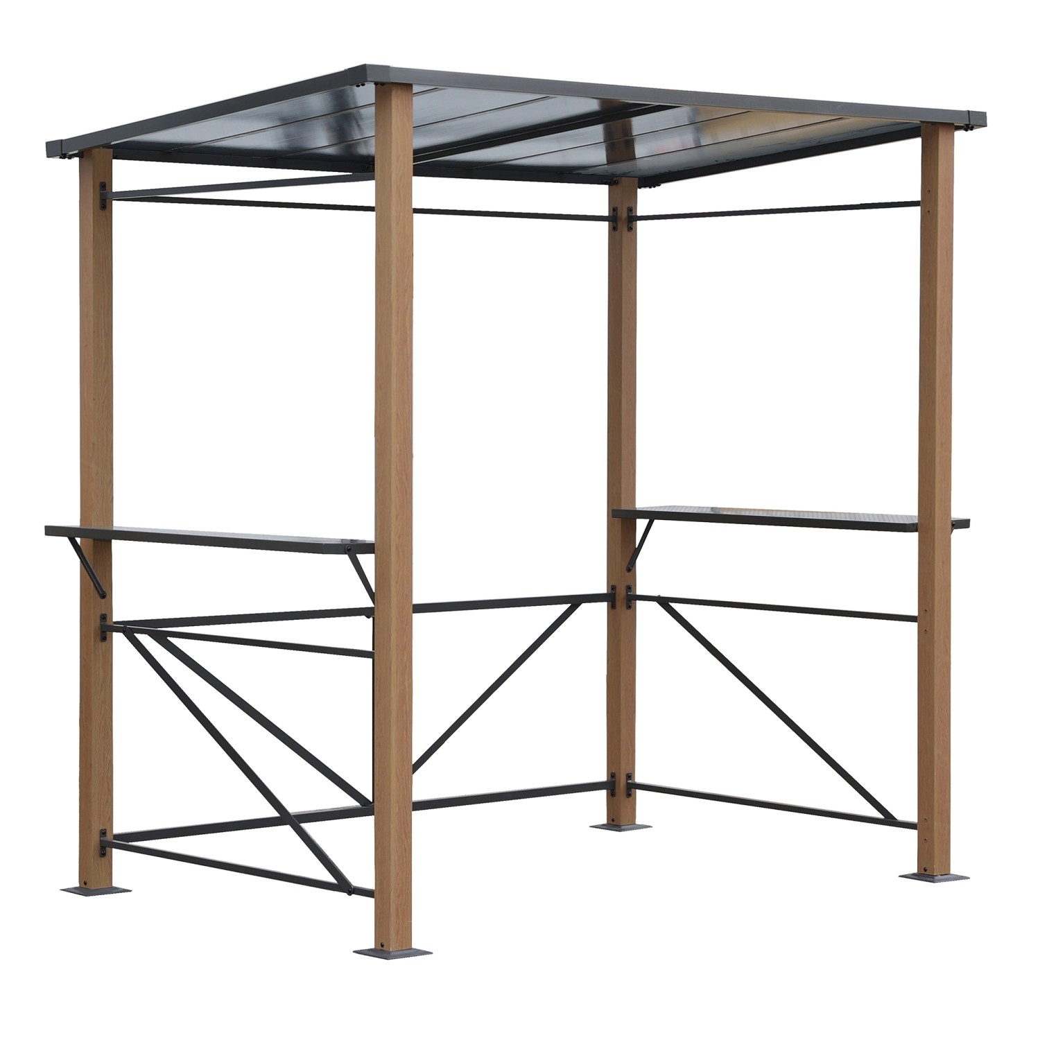 Leco Luxus-Grillpavillon 2,35 m x 1,50 m Holzoptik günstig online kaufen