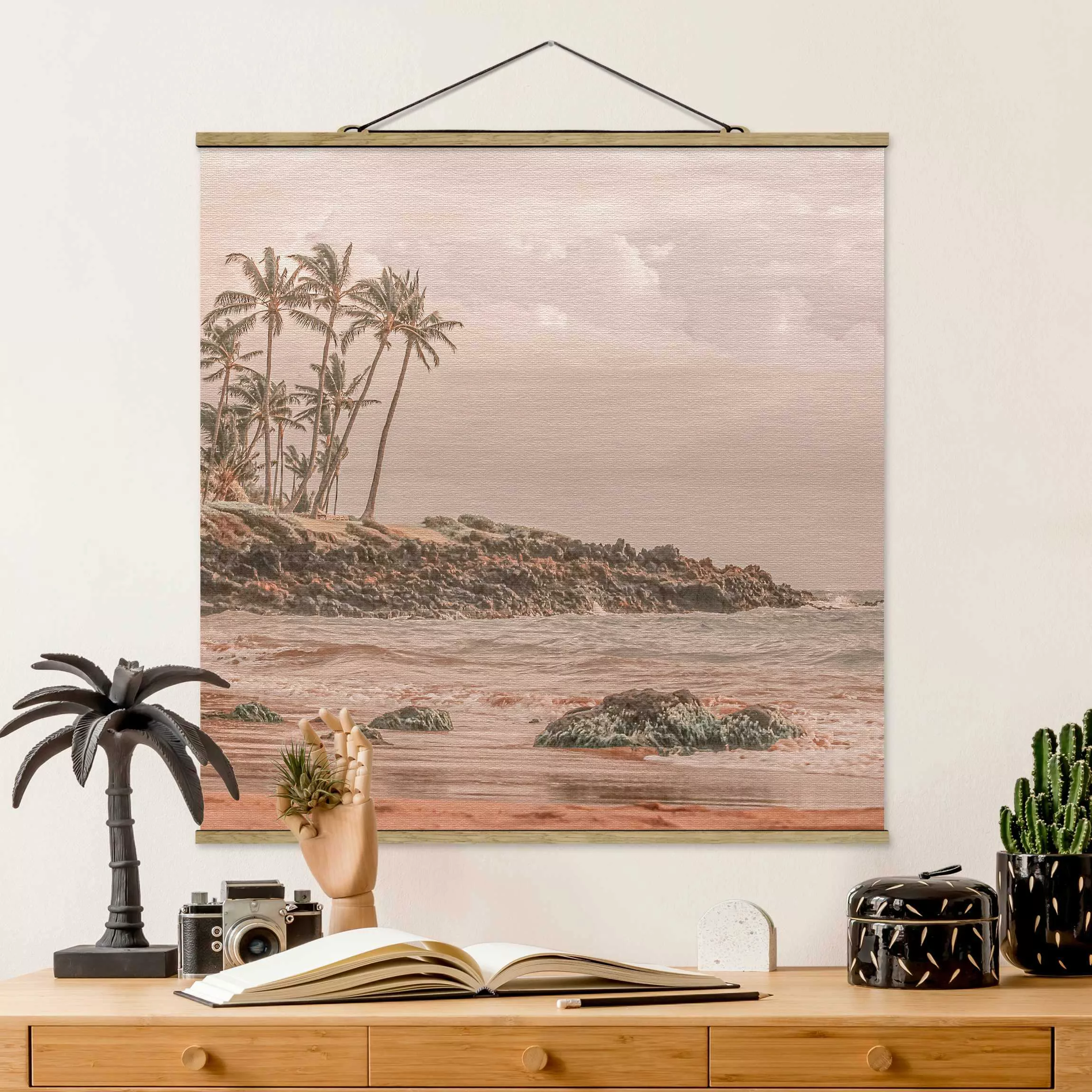 Stoffbild mit Posterleisten Aloha Hawaii Strand günstig online kaufen