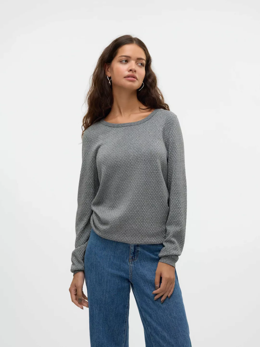 Vero Moda Rundhalspullover VMCARE SHINE LS O-NECK PULLOVER mit leichtem Gli günstig online kaufen