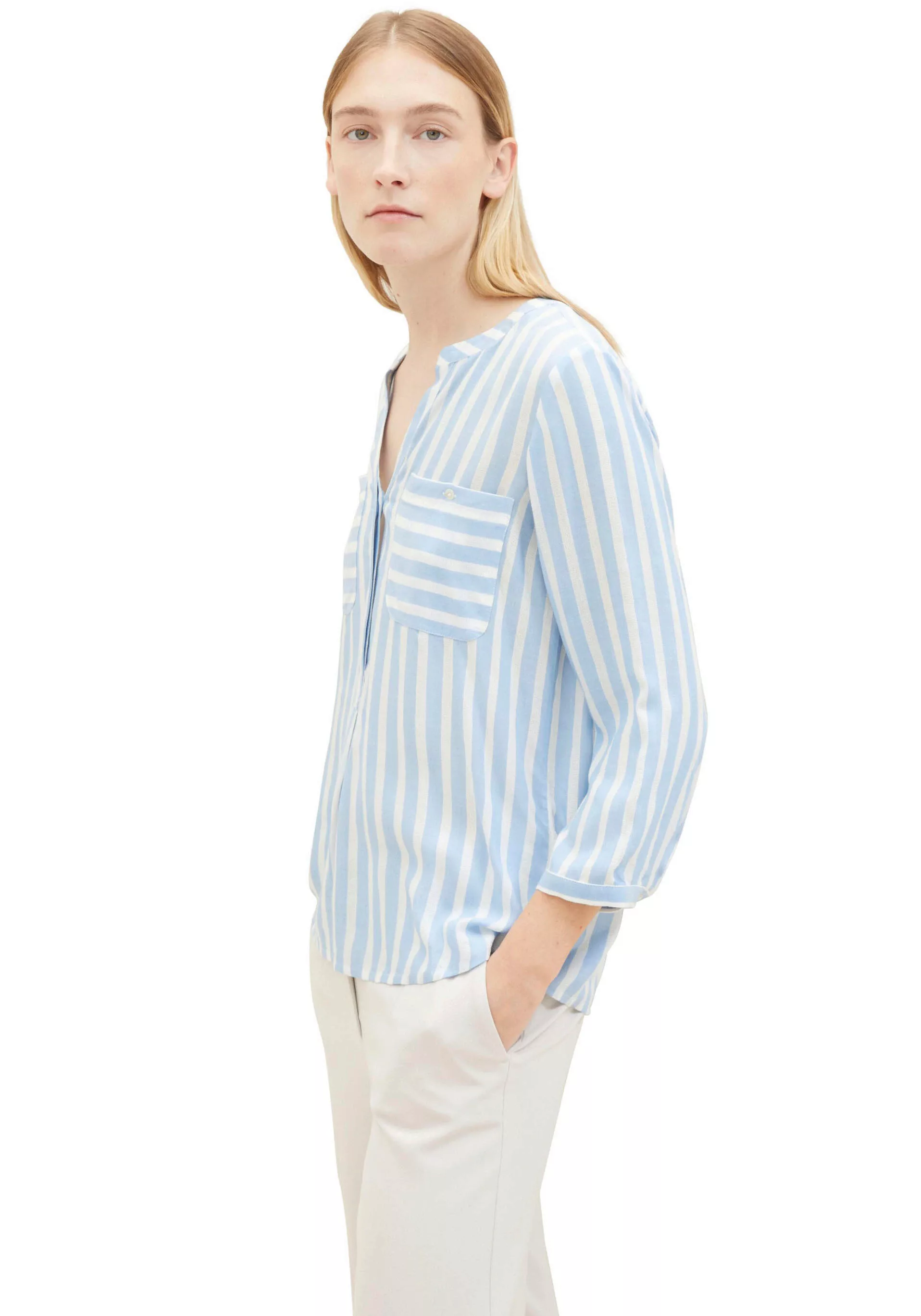 TOM TAILOR Langarmbluse Bluse dünnes Dreiviertelarmshirt (1-tlg) günstig online kaufen