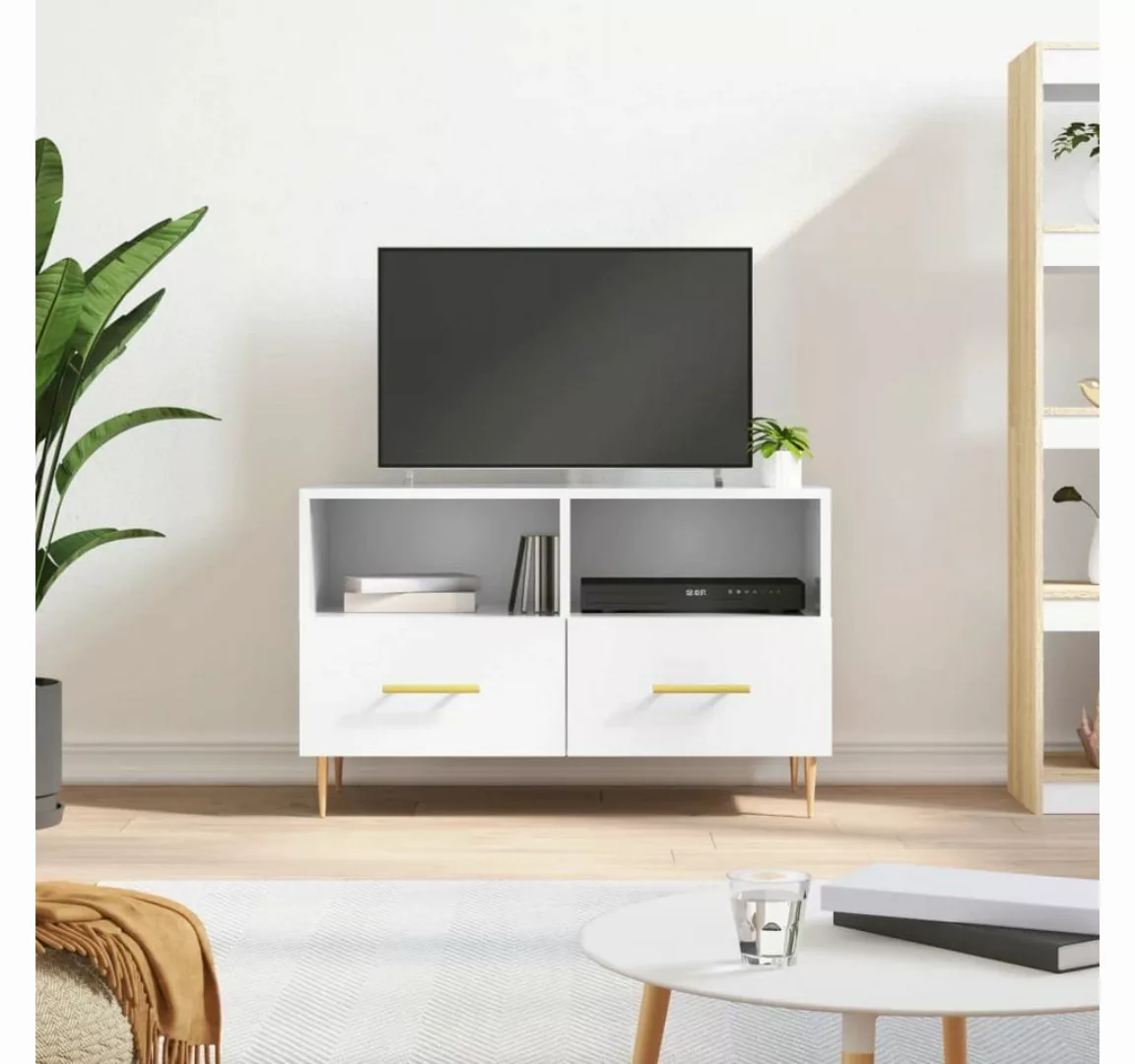 furnicato TV-Schrank Hochglanz-Weiß 80x36x50 cm Holzwerkstoff günstig online kaufen