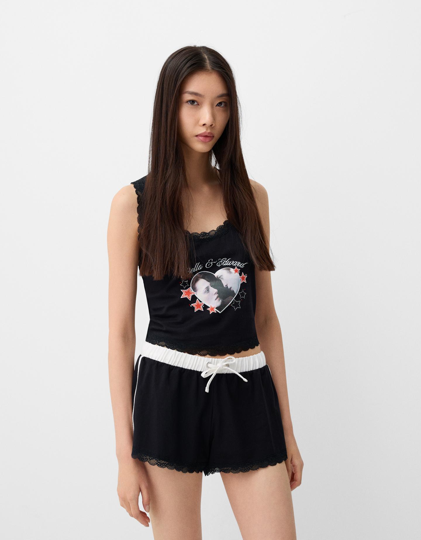 Bershka Top Und Bermudas Twilight Damen M Schwarz günstig online kaufen