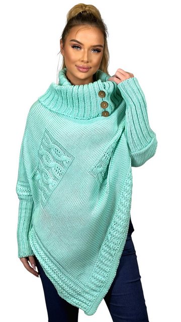 Mississhop Strickponcho Poncho Strick Sweatshirt Pullover Umhang Überwurf günstig online kaufen