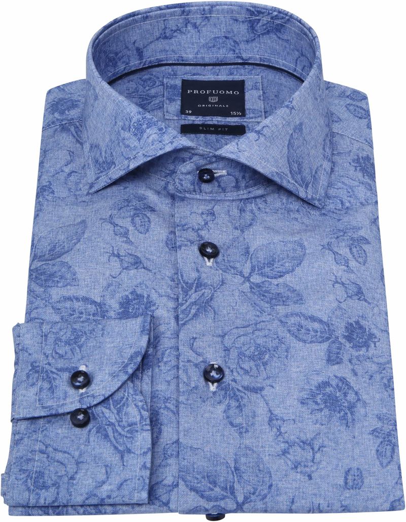 Profuomo Hemd SF Blau Blumen - Größe 38 günstig online kaufen