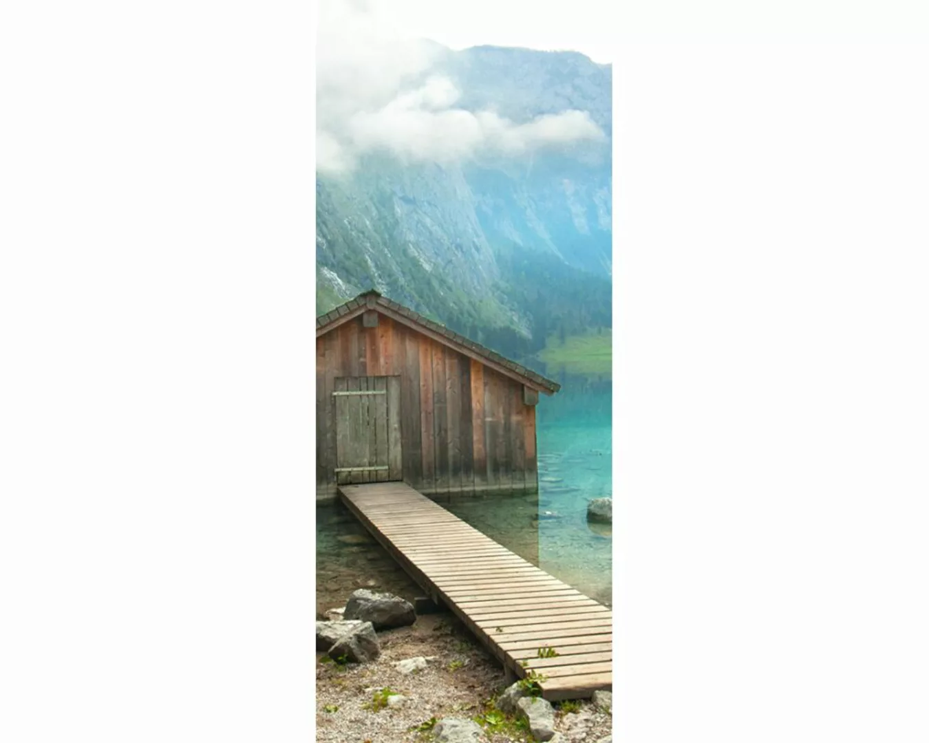 Dekopanel "Haus am See" 1,00x2,50 m / selbstklebende Folie günstig online kaufen
