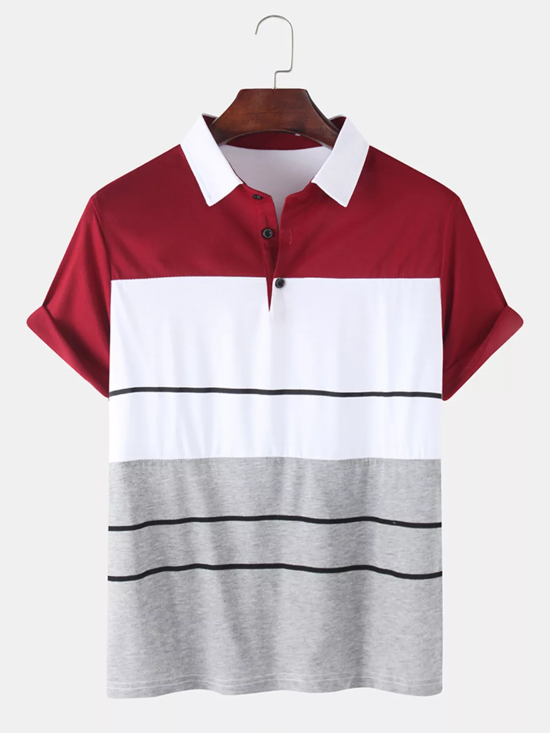 Herren Patchwork Color Block Casual Kurzarm Golf Shirt günstig online kaufen