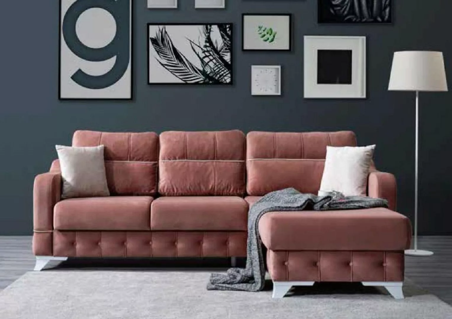 JVmoebel Ecksofa Luxuriöses Wohnzimmersofa Sofa L-Form Modern Bequem in Ros günstig online kaufen