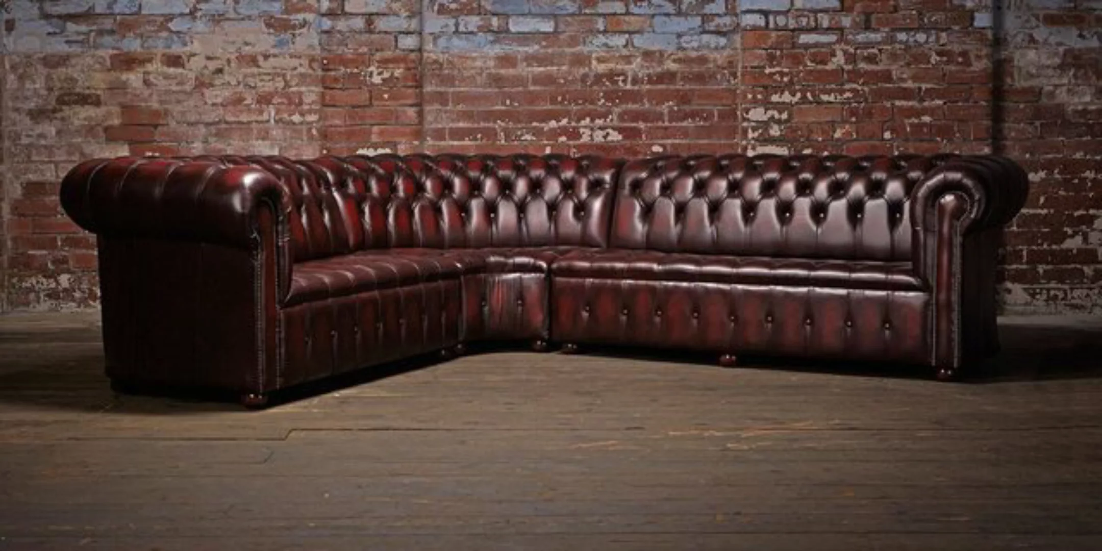 JVmoebel Ecksofa Chesterfield Ecksofa Sofa Polster Sitz Garnitur 100% Leder günstig online kaufen