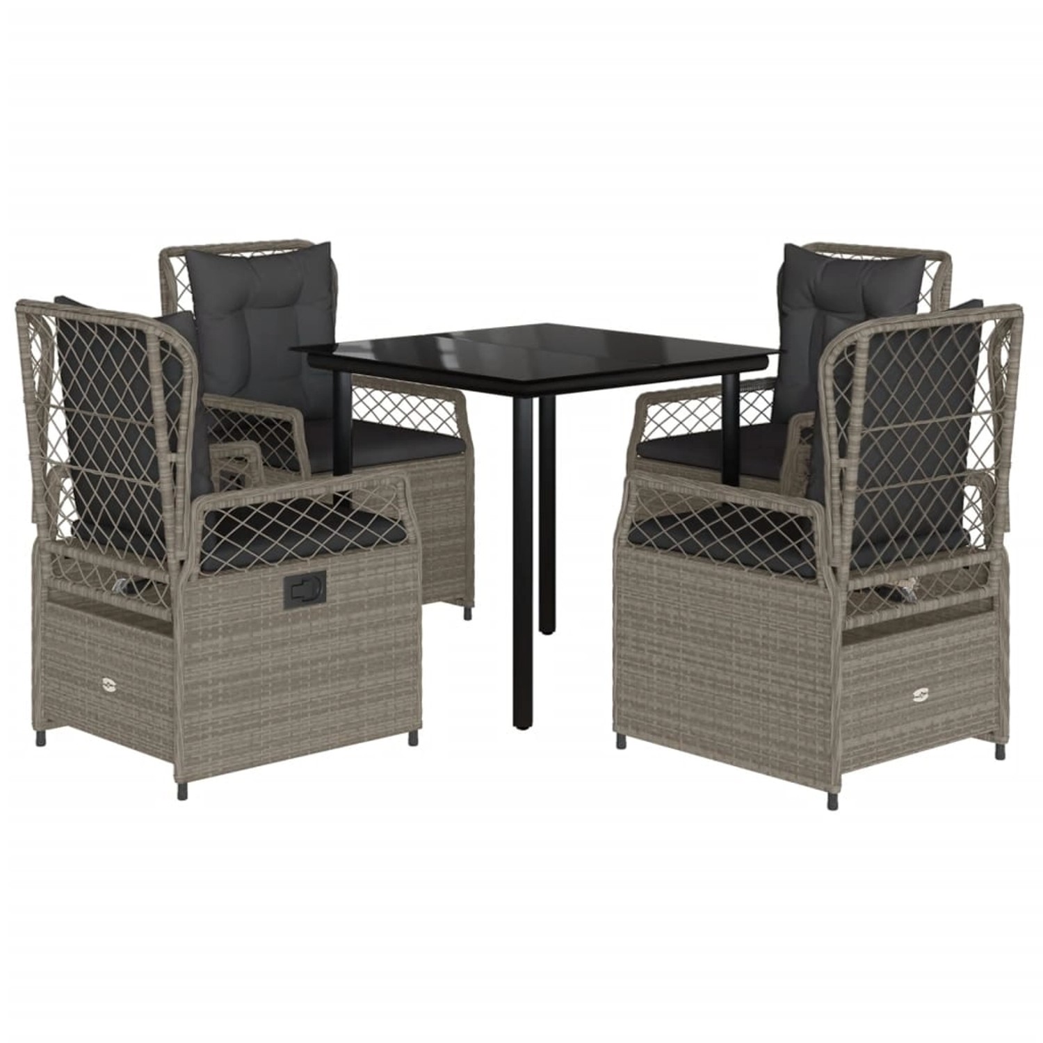 vidaXL 5-Tlg Garten-Essgruppe mit Kissen Hellgrau Poly Rattan 3263035 günstig online kaufen
