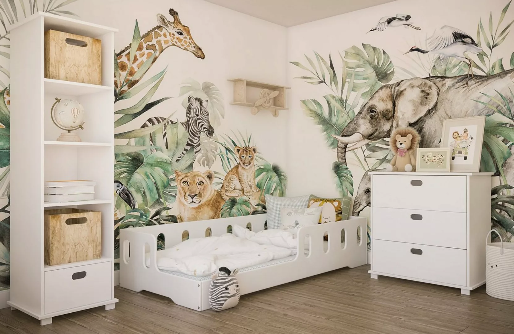 Kids Collective Kinderbett 90x200 140x200 cm Bodenbett mit Rausfallschutz u günstig online kaufen