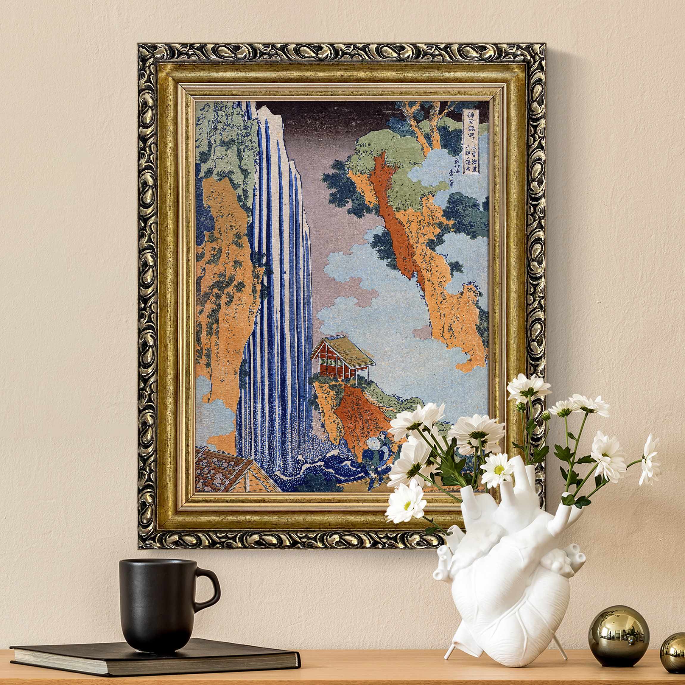 Gerahmtes Leinwandbild Katsushika Hokusai - Ono Wasserfall günstig online kaufen