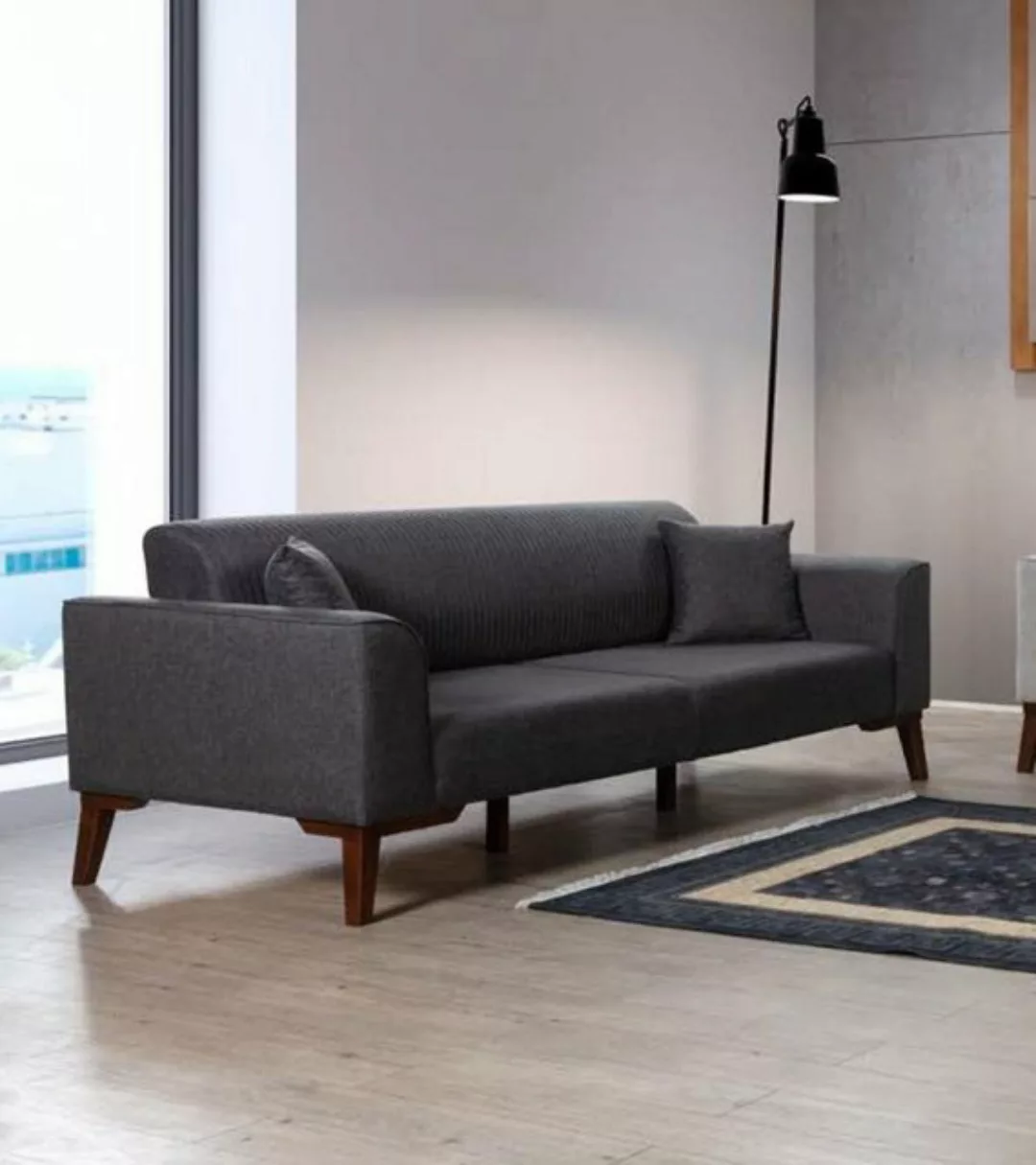 JVmoebel Sofa Luxus Dreisitzer Sofa 3 Sitzer Design Möbel Couchen Grau Neu günstig online kaufen