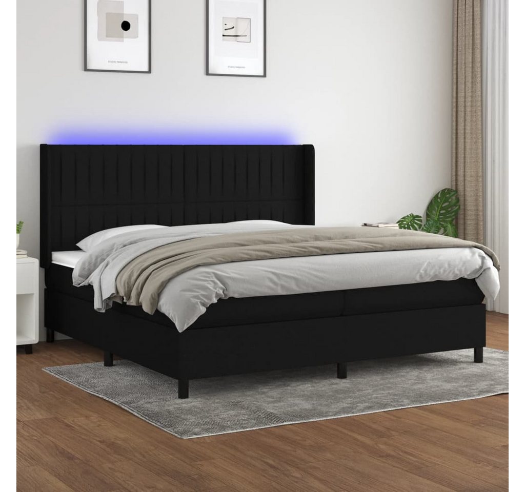 vidaXL Boxspringbett Boxspringbett mit Matratze LED Schwarz 200x200 cm Stof günstig online kaufen