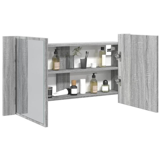 vidaXL Spiegelschrank LED-Spiegelschrank Grau Sonoma 90x12x45 cm Acryl günstig online kaufen