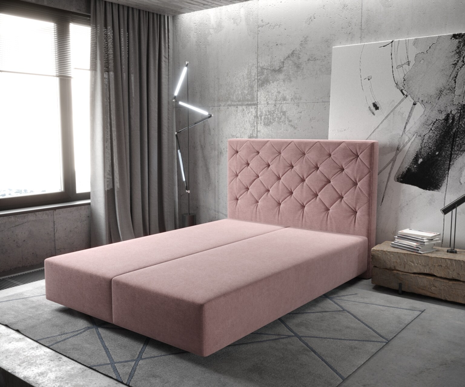 DELIFE Boxspringbett Dream-Great, Mikrofaser Rosé 140x200 cm günstig online kaufen