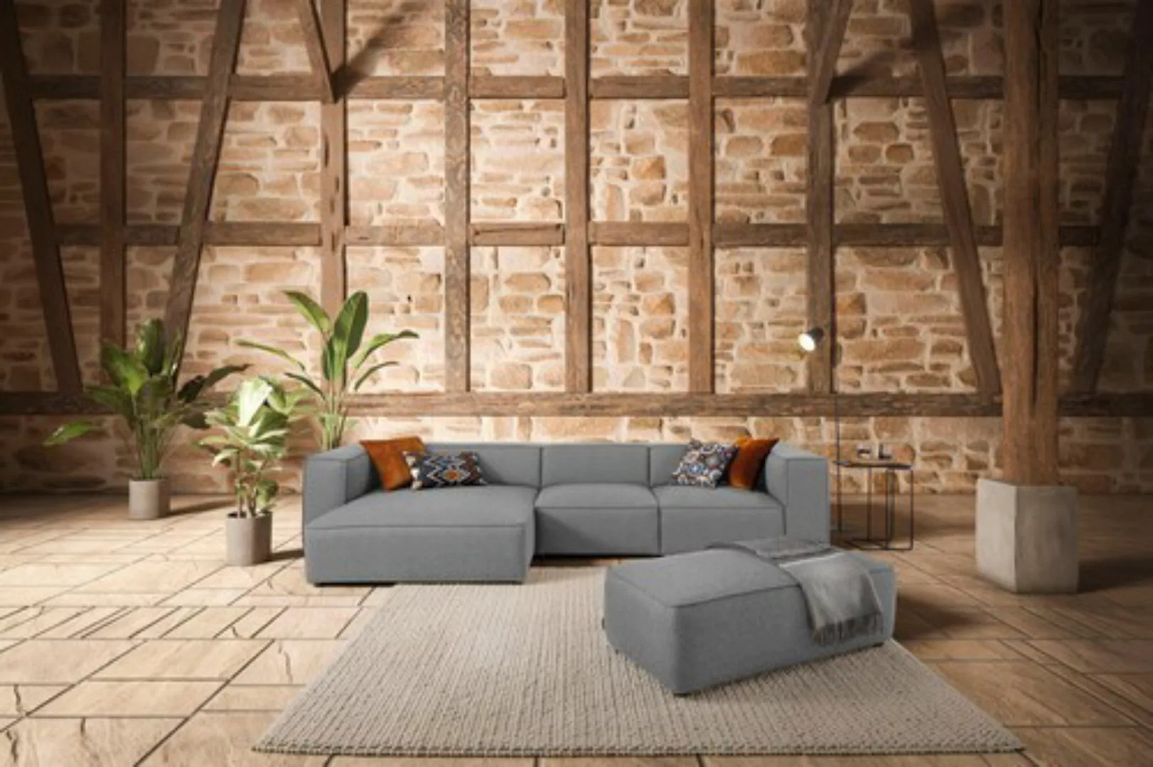 W.SCHILLIG Ecksofa »around-the-block«, mit eleganter Biese, mit Federkern, günstig online kaufen