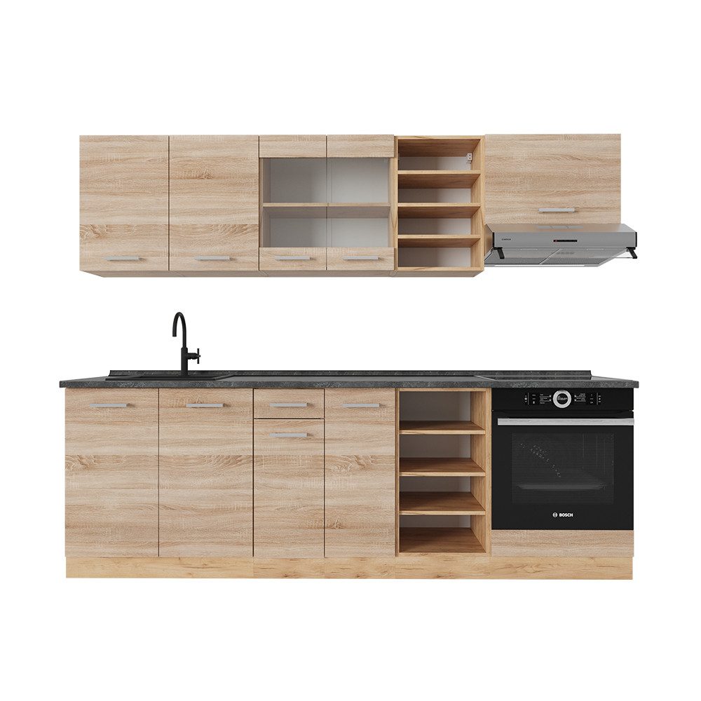 Vicco Küchenzeile R-Line, Sonoma/Goldkraft Eiche, 240 günstig online kaufen